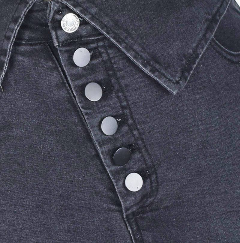 Sexy Gray High Waist Button Skinny Pants