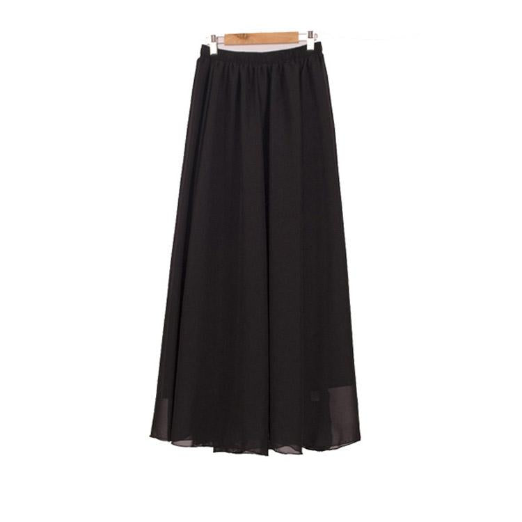 High Waist Bohemian Pure Color Loose Long Beach Chiffon Skirt – May ...