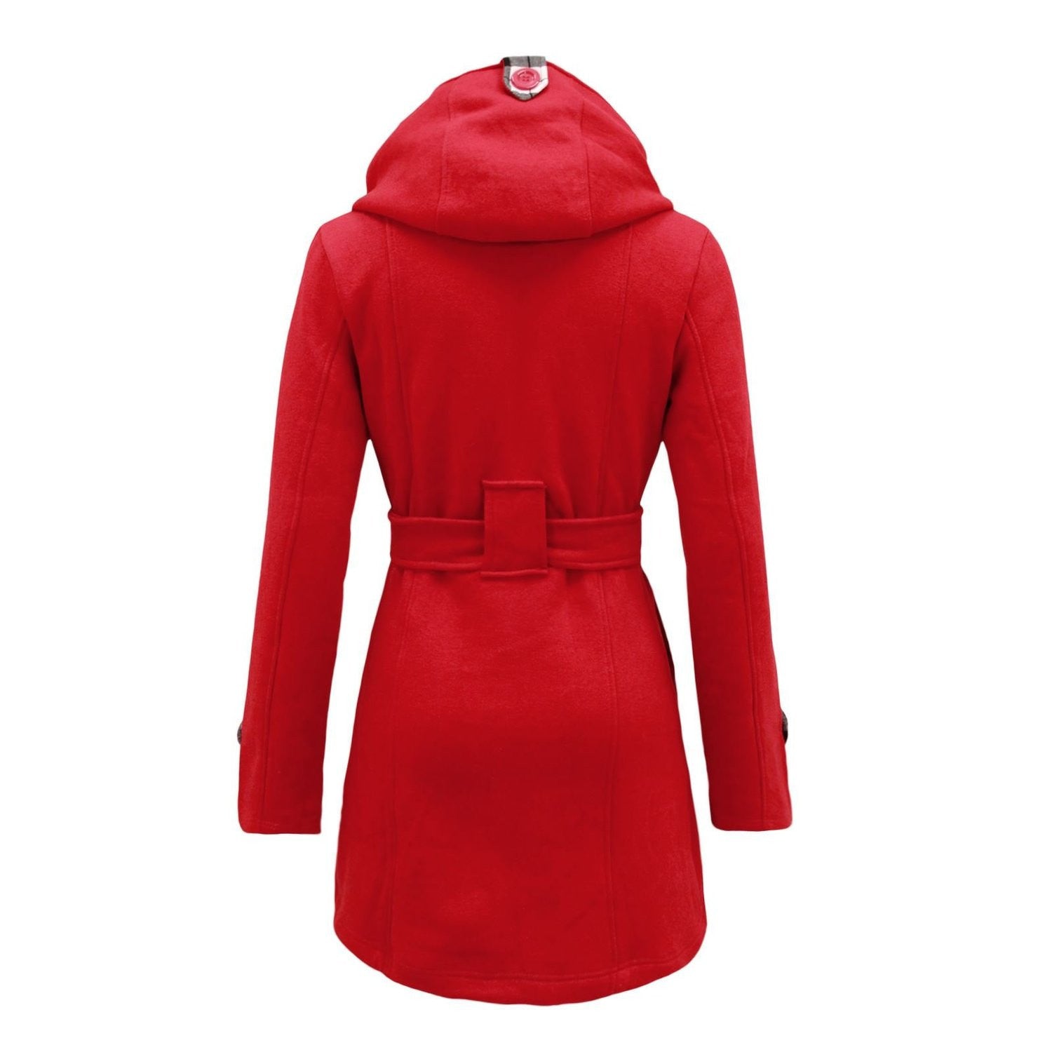 Plus Size Double Breasted Long with Belt Hooded Coat - May Your Fashion - 11