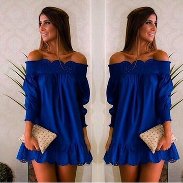 Sexy Off Shoulder Long Sleeve Short Dress - Meet Yours Fashion - 1