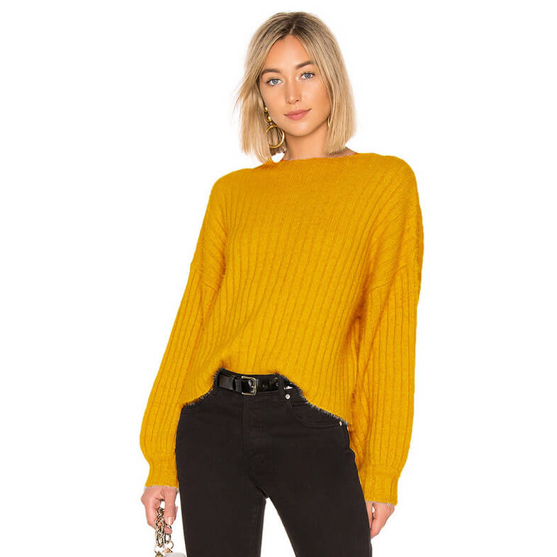 Fashion Oversized Ribbed Knit Pullover Sweaters