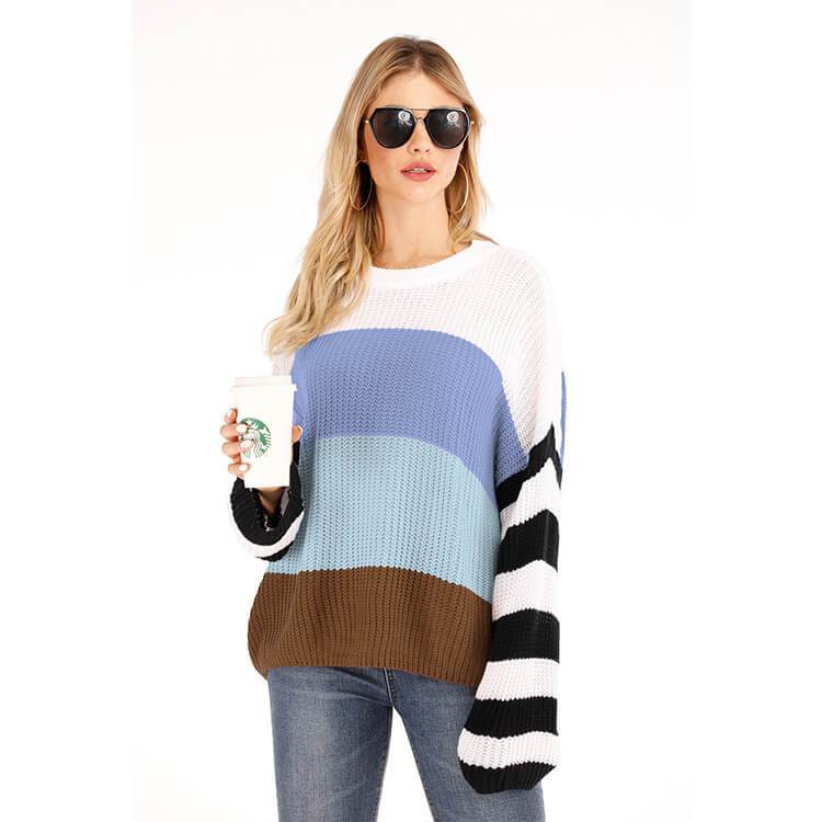 Crewneck Colorblock Wide Sleeve Sweater