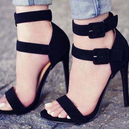 Black Wedge Black Suede Sandals