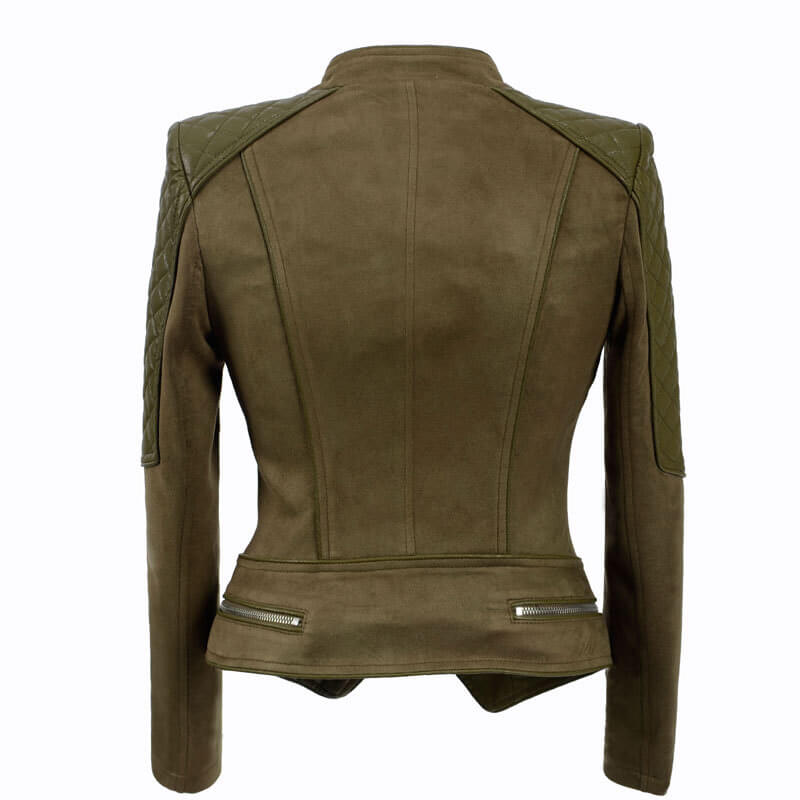 Neutral Leather Splice Moto Jacket