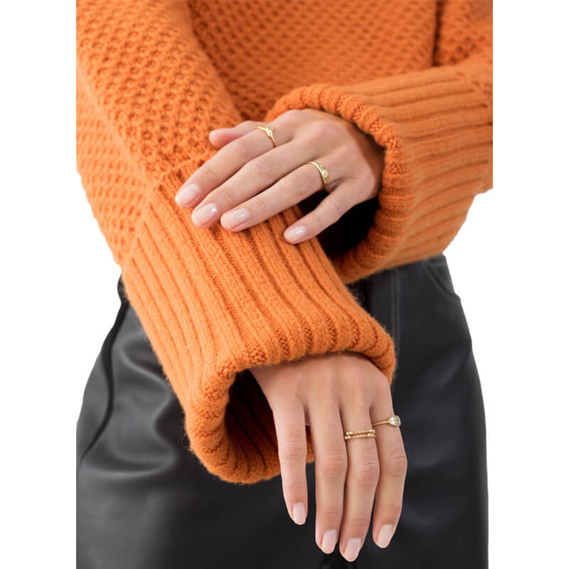 Oversized Turtleneck Orange Crochet Sweater