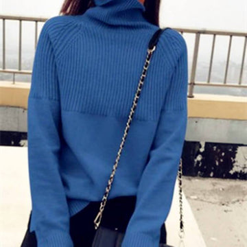 Winter Turtleneck Long Sleeve Ribbed Knit Sweater