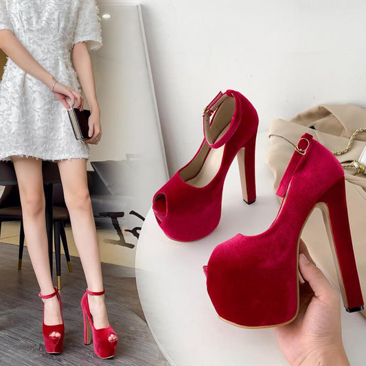 Sexy Platform Suede Peep Toe High Heels