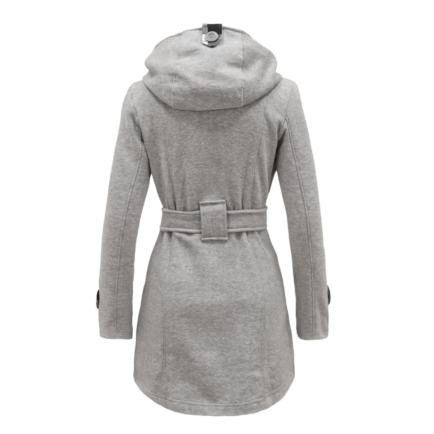 Plus Size Double Breasted Long with Belt Hooded Coat - May Your Fashion - 10