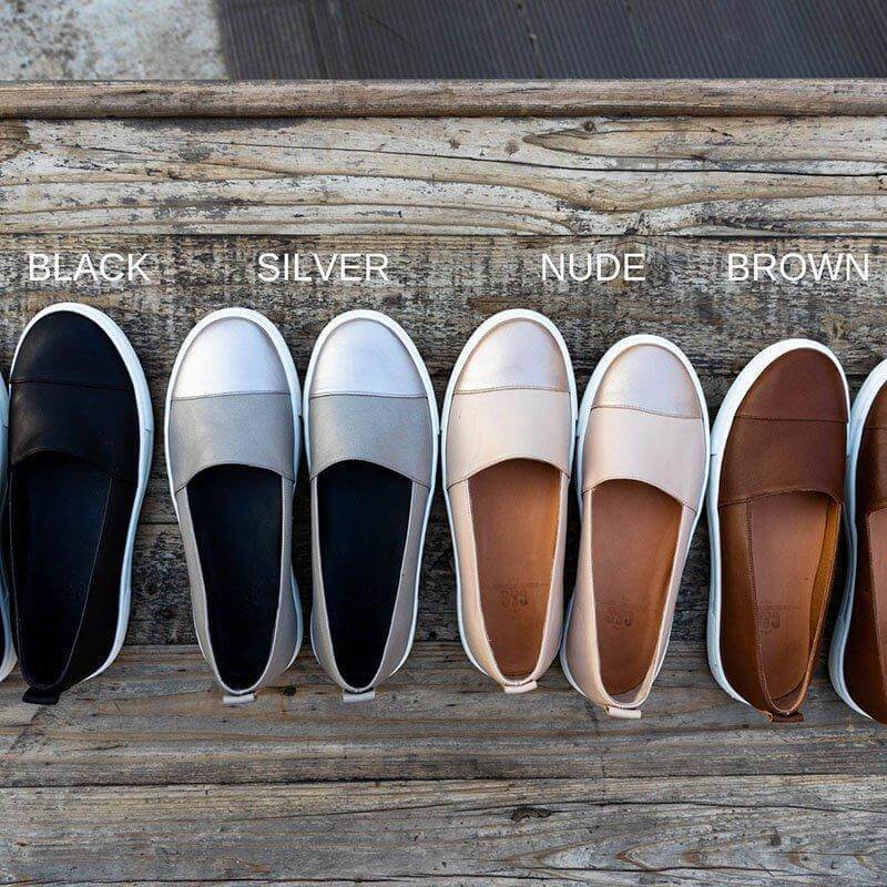 Summer Leather Round Close Toe Flats