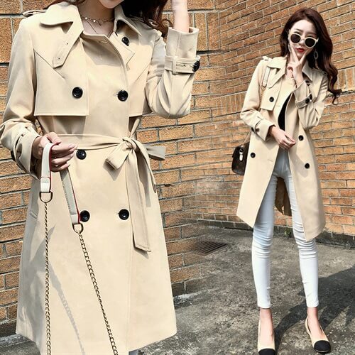 Tie Waist Double Breasted Wool Coats