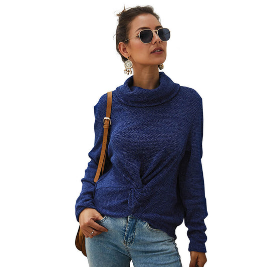 Turtleneck Pullover Twist Front Sweater