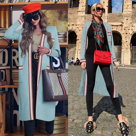 Open Front Line Colorblock Coat