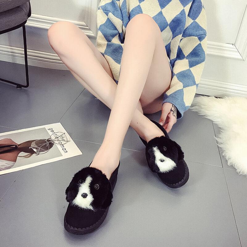 Rhinestone Fur Flat Suede Like Uggs Ankle Boots