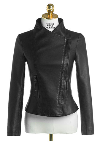 PU Zipper Plus Stand Collar Size Short Jacket - Meet Yours Fashion - 6