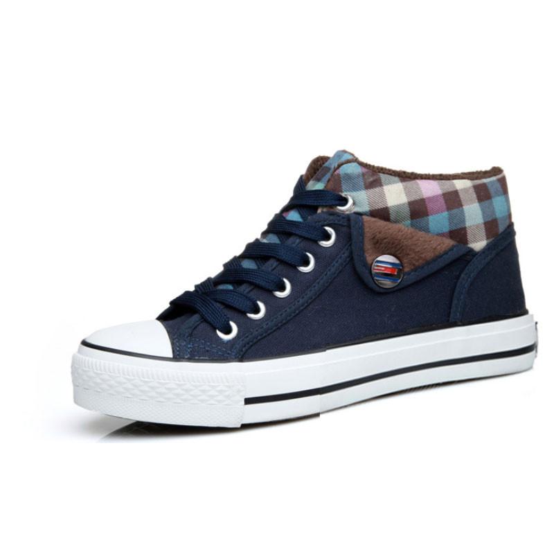 Lapel Leisure Plaid Lace Up Fur Sneakers – May Your Fashion