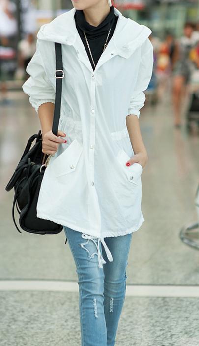 Skull Embroidered Hooded Belt Long Sleeves Mid-length Coat - Meet Yours Fashion - 4