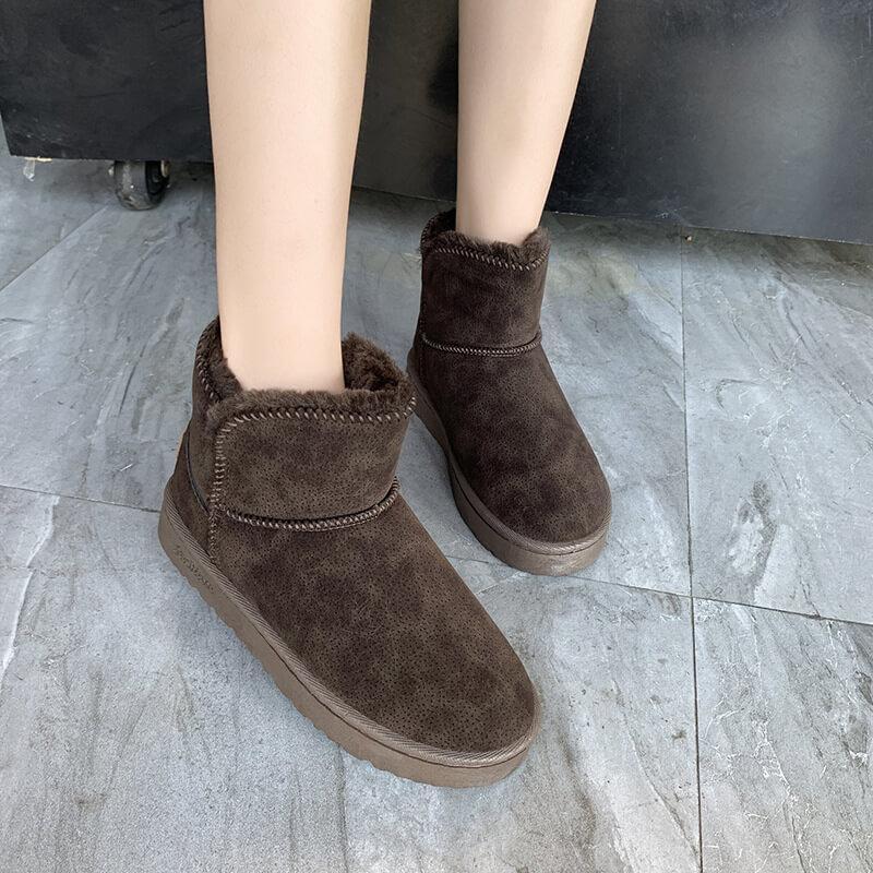 Snow Fur Round Toe Ankle Boots