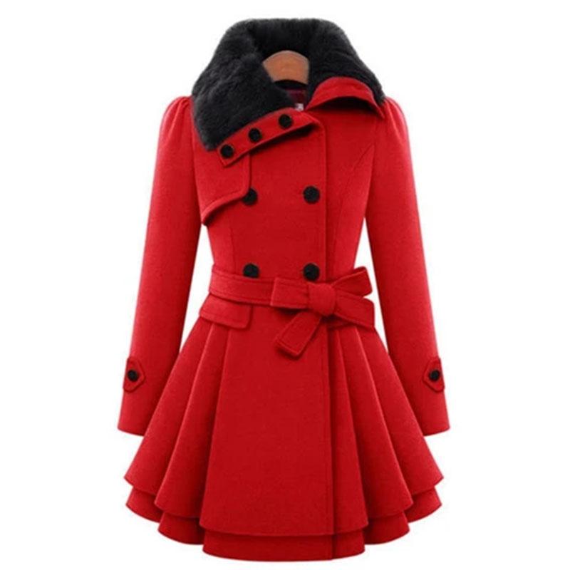 Slim Midi Double Breasted Wool Dress Coat