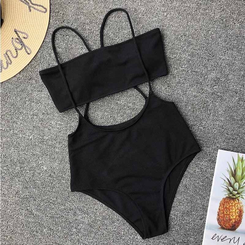 Bright Color Padded Top High Rise Triangle Tube Bikinis