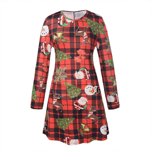 Christmas Print Tight A Line Dress