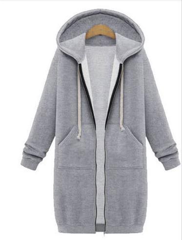 Hooded Long Sleeves Mid-length Zipper String Coat - Meet Yours Fashion - 2