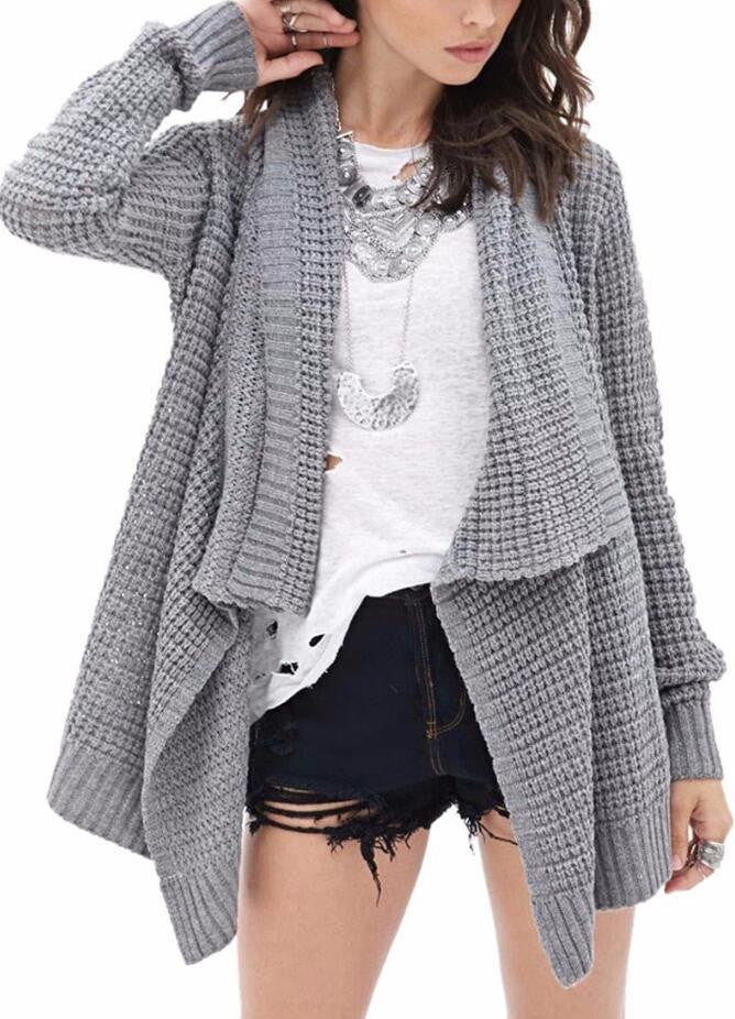 Leisure Hollow-Out Irregular Ladies Knitted Cardigan