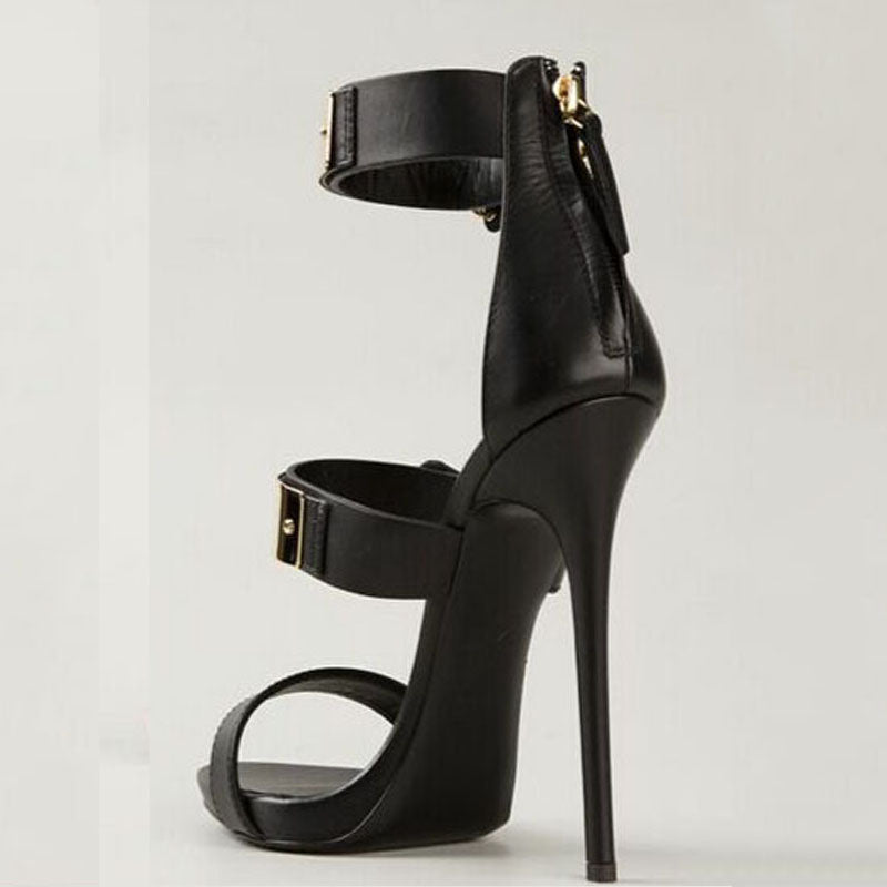 Sexy Leather Buckle Open Toe High Heel Sandals