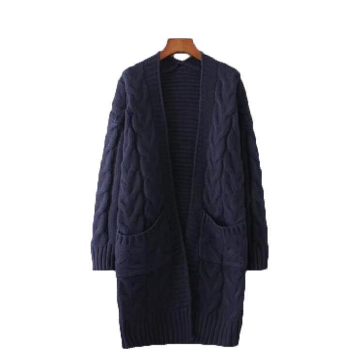 Cable Knit Two Big Pockets Oversized Women Cocoon Cardigan