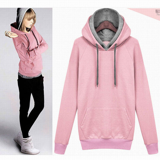 Splicing Pure Color Pullover Slim Hoodie - May Your Fashion - 2