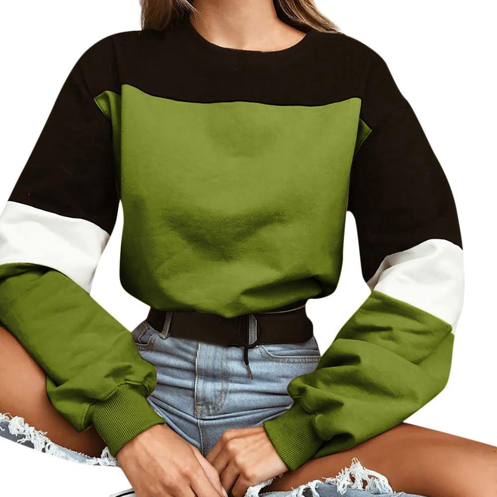 Color Block Patchwork Women Crop Sweatshirt