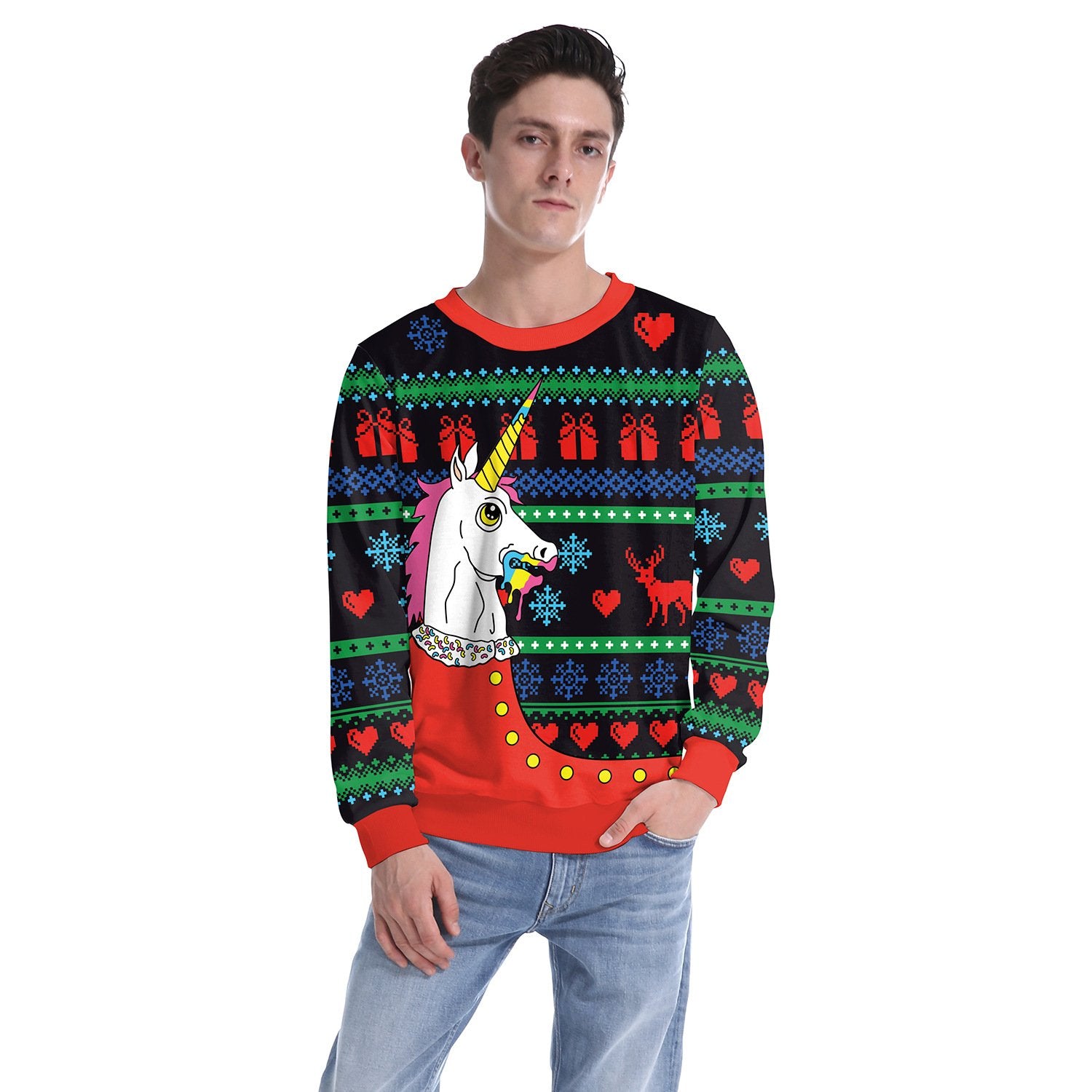 Unicorn 3D Print Women Christmas Party Sweatshirt