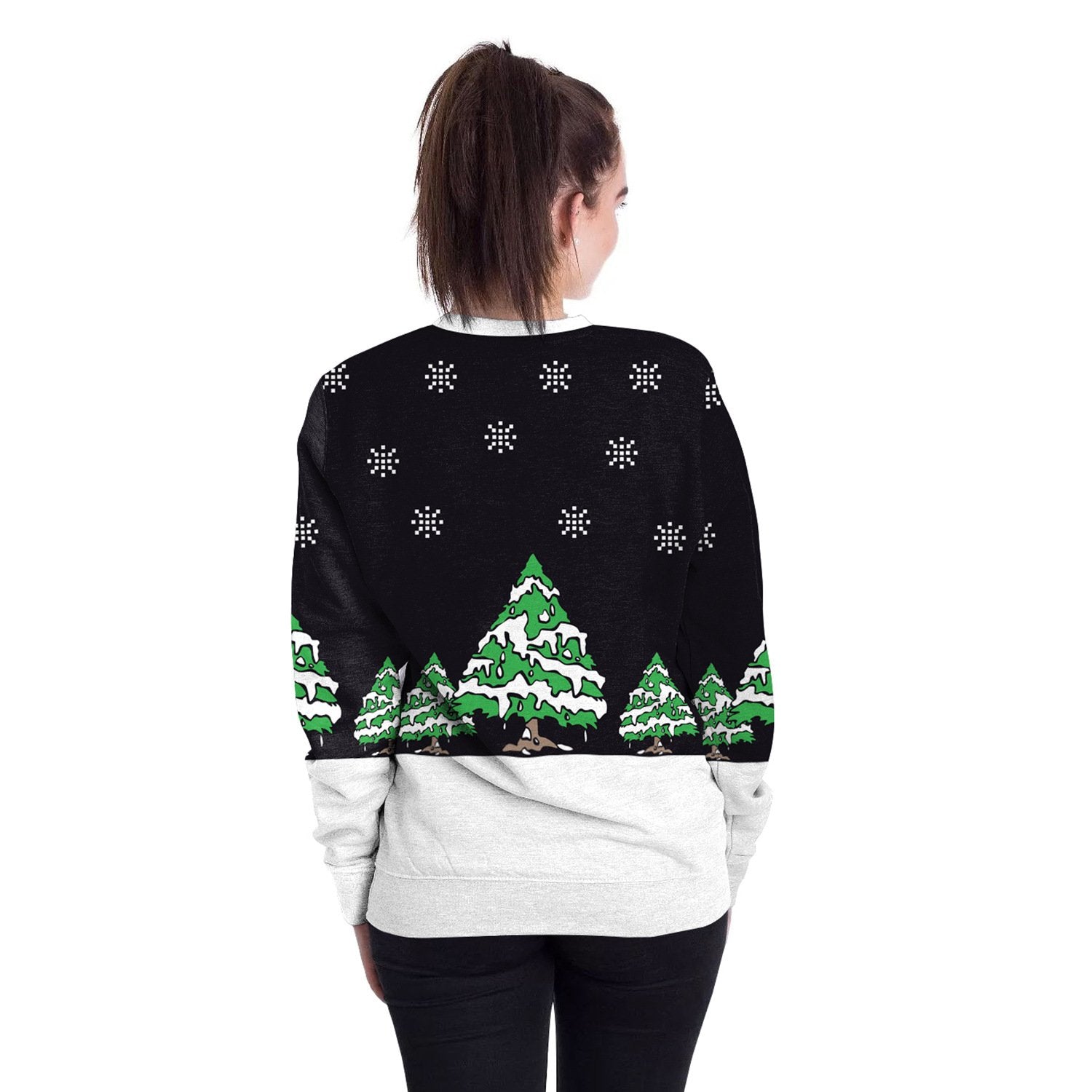 3D Reindeer Print Women Scoop Christmas Party Sweatshirt