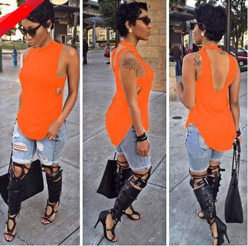 Backless Sleeveless High Neck Slim Sexy Blouse - May Your Fashion - 2