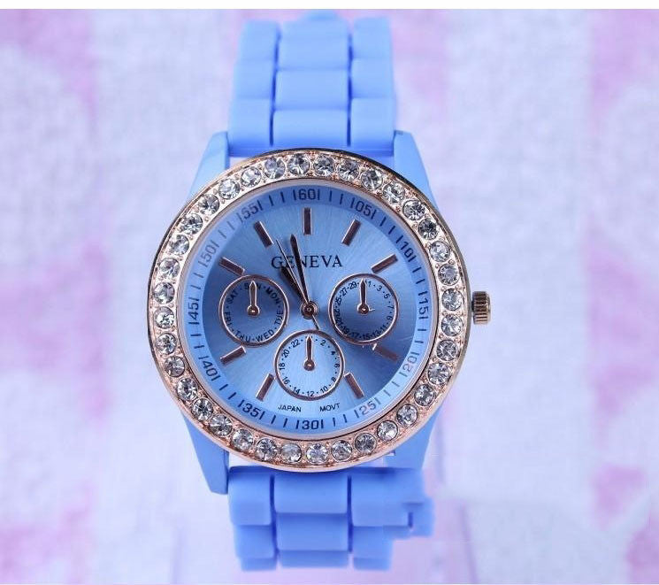 Fashion Crystal Jelly Strap Watch