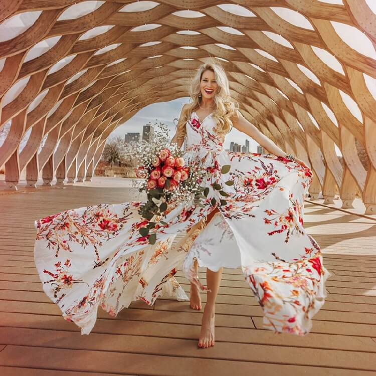 Boho Floral Maxi Wrap Dress