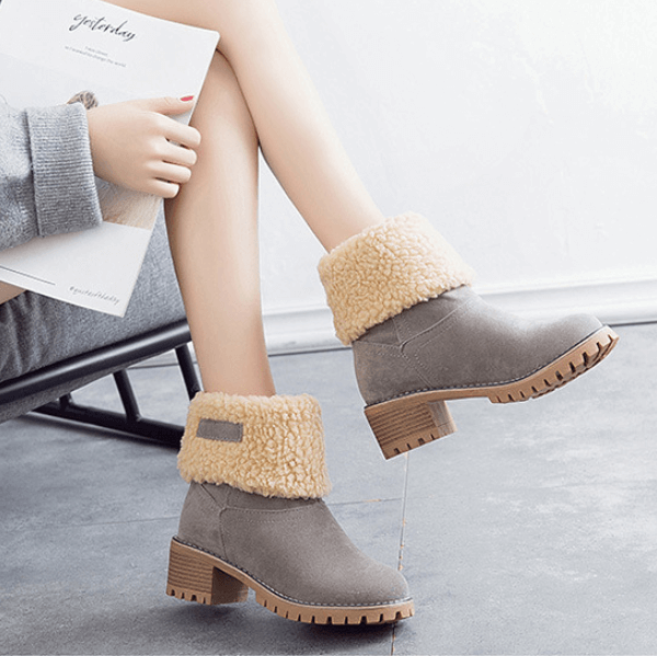 Winter Chunky Suede Round Toe AnkleBoots