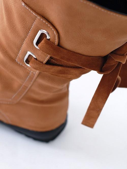 Belt Buckle Lace Up Middle Canister Martin Boots