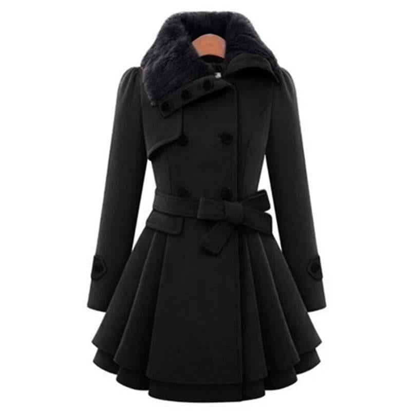 Slim Midi Double Breasted Wool Dress Coat