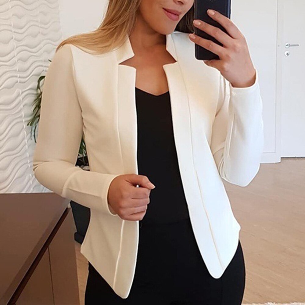 Fashion Spring Business Formal Blazers Lady Office Casual Suit Solid Jackets Coat Long-sleeved Slim Blazer