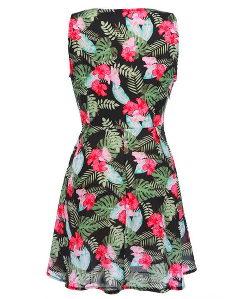 Flower Print A-line Mini Tank Dress Sundress – May Your Fashion