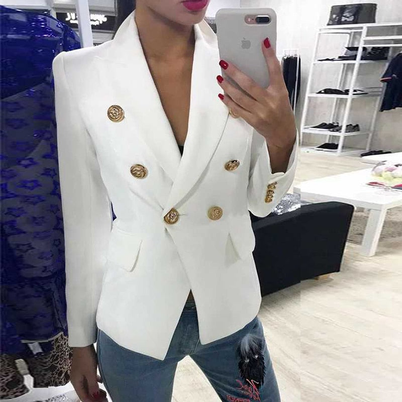 Women Office Formal Double Breasted Buttons Blazer Plus Big Size Women Blazer