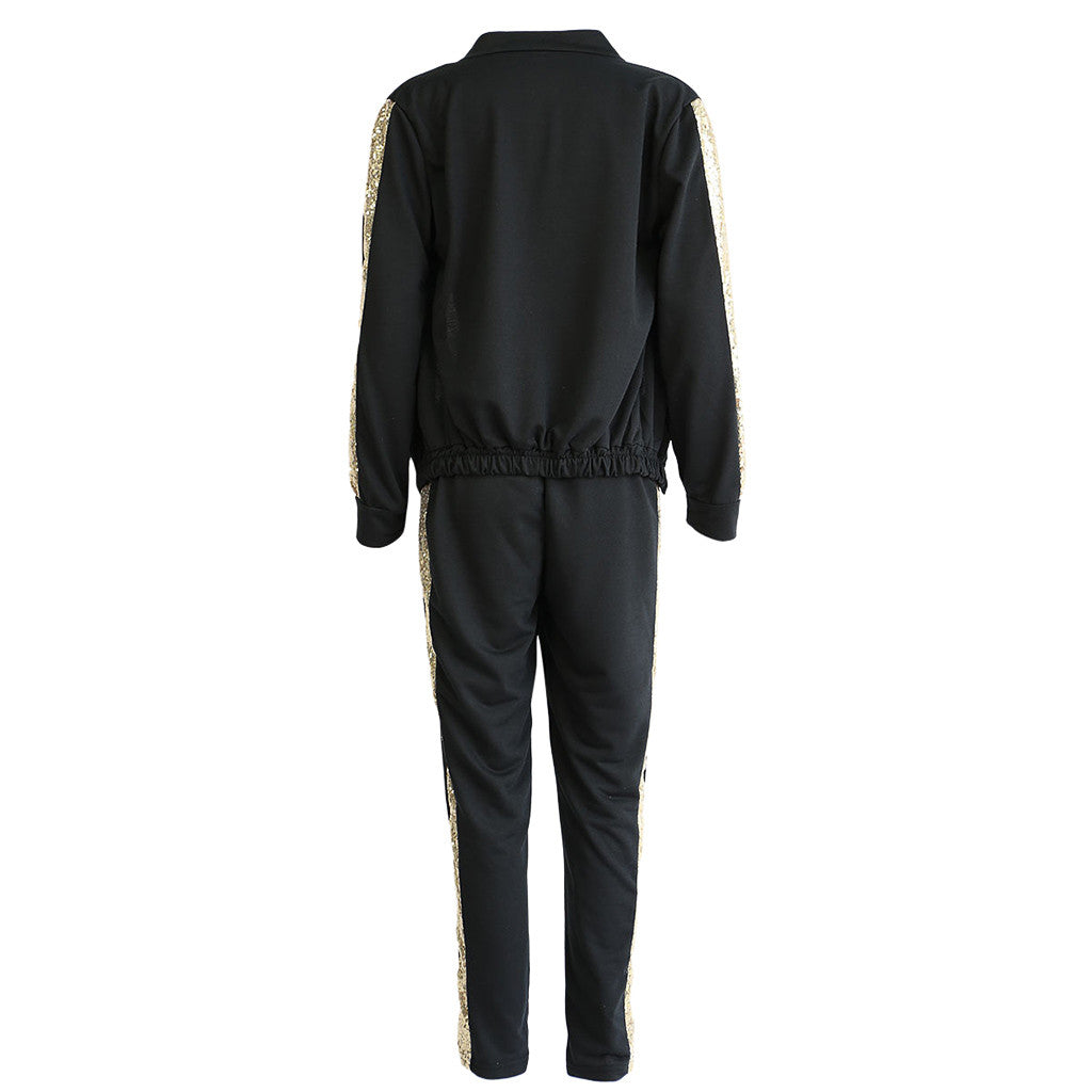 Women'S Tracksuit Two Piece Set Sports Suits Autumn New Fashion Casual Sequins Stitching Jacket Trousers Sports Suit