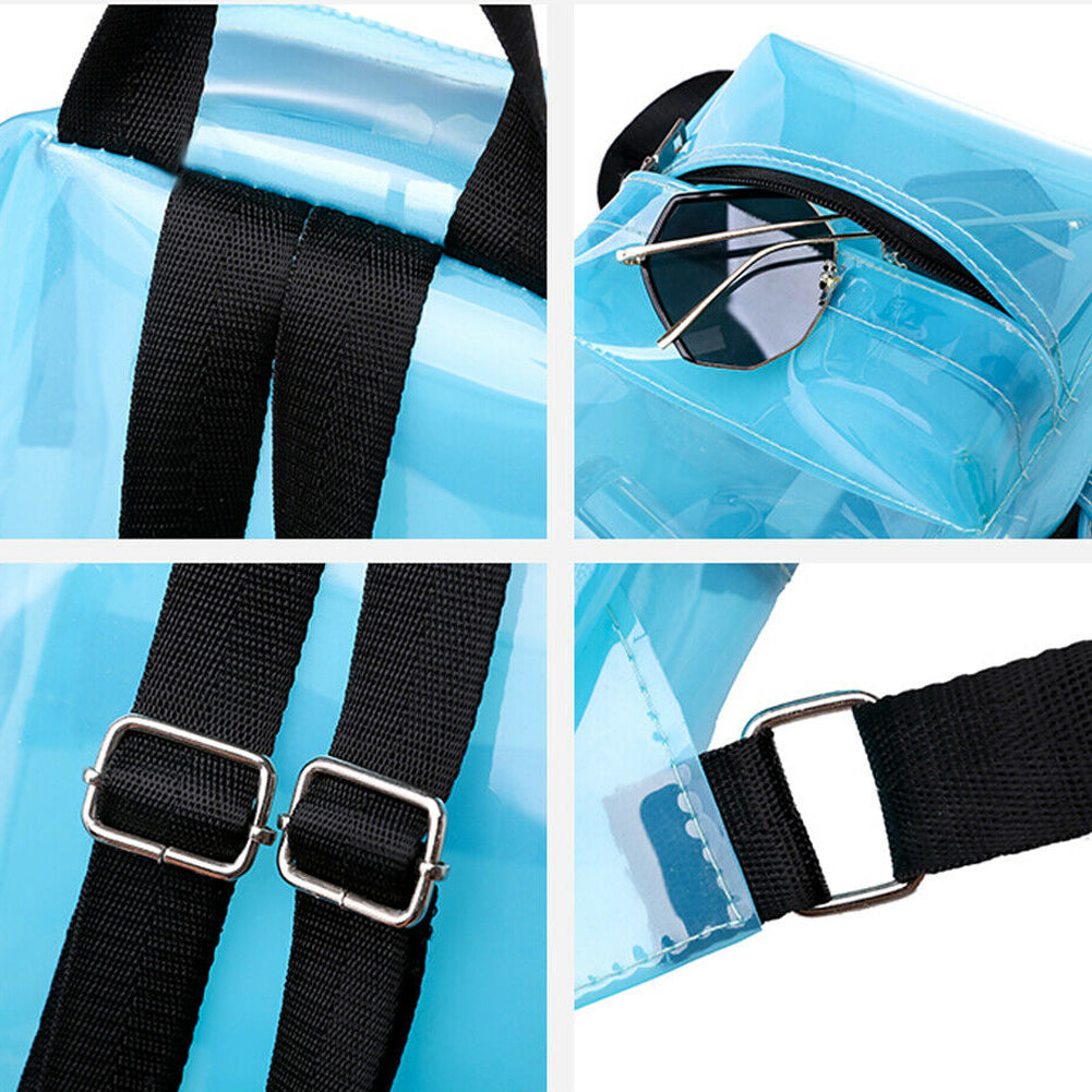 Fashion Women Men Unique Clear Transparent PVC See Through Mini Backpack Cute Fashion Casual Small School Book Shoulder Bag