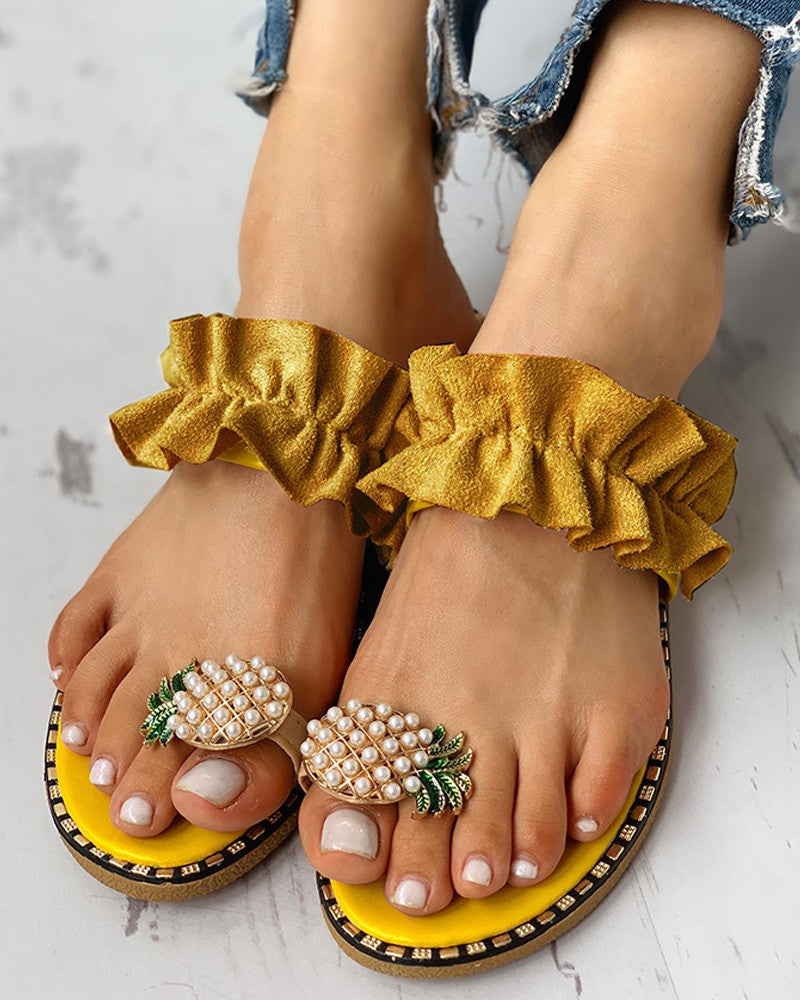 Pineapple Pearl Flat Bunions Sandals