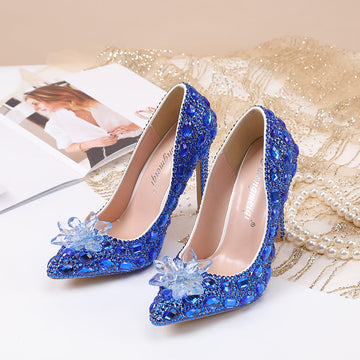 Crystal New Arrival Low Heeled Banquets and Weddings High Heels Shoes-2