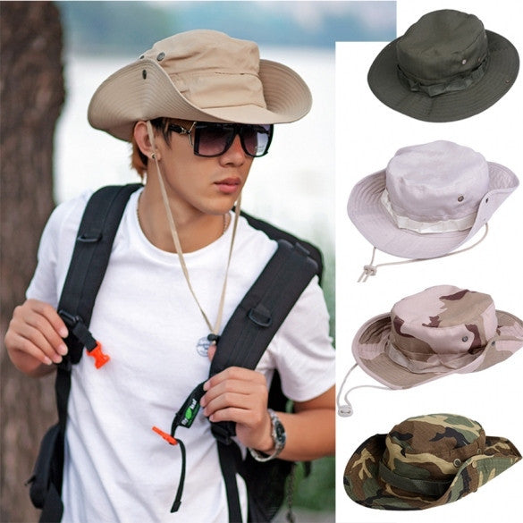 Fishing Hiking Boonie Snap Brim Military Bucket Sun Hat Cap Woodland Camo New