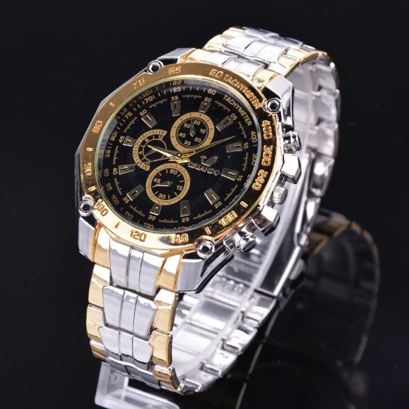 Fashion Stainless Steel Luxury Sport Analog Quartz Clock Men's Wrist Watch - May Your Fashion - 1