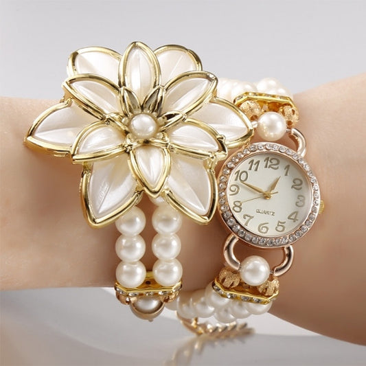 Hot Fashion Beads Flower Chain Wrap Necklace Bracelet Quartz Wristwatches Women Dress Watches