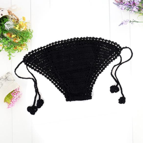 Halter Lace Up Low Waist Knit Bikini Set Swimwear - MeetYoursFashion - 6
