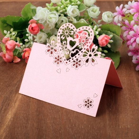50pcs Hot Fashion Beautiful Heart Shape Hollow Wedding Party Decor Table Name Place Cards